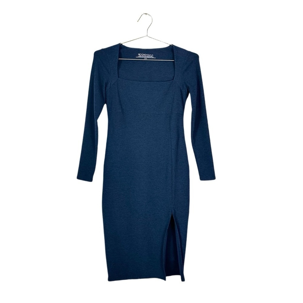 Beyond Yoga BLUE Impress Space Dye Long Sleeve Midi Dress Size S - Picture 2 of 6